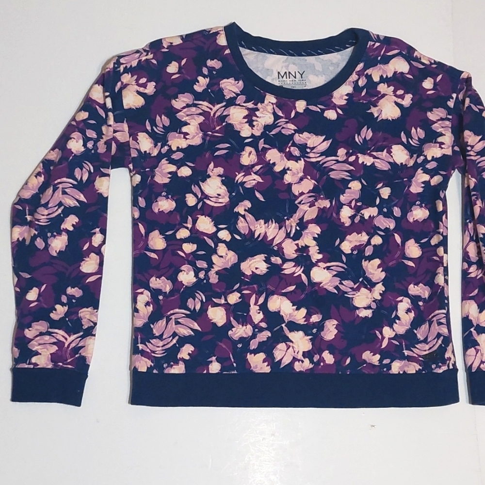 Marc NY Navy Sweatshirt With Purple/Pink Floral Print, size S